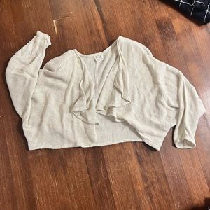 1980s Cream Silk Slouchy Cropped Shrug Jacket Vintage Sweater